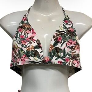 VICTORIA’S SECRET Bikini Swim Top Pink Green Floral Tropical NEW Size XL